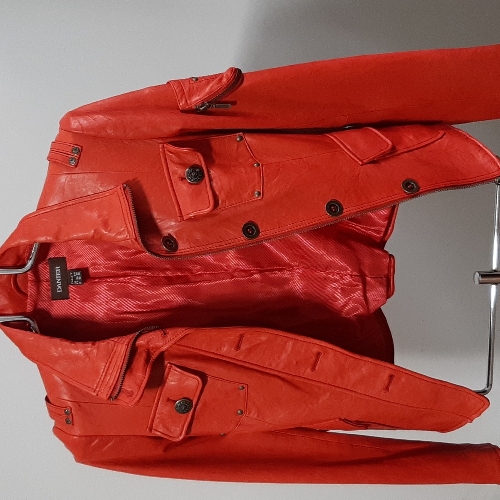 Danier Red Leather Military-Style Jacket